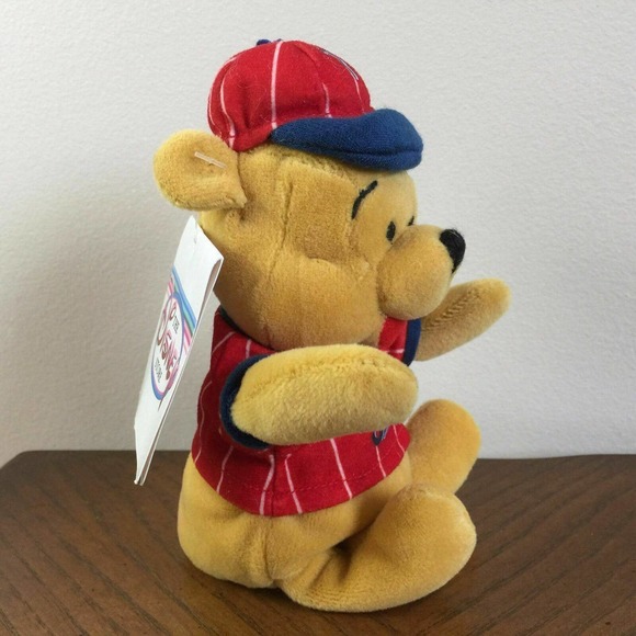 Baseball Pooh Mini Bean Bag Winnie Pooh Disney Store Stuffed Plush Toy 8" - Picture 2 of 9